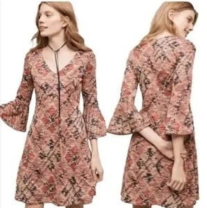 Anthropologie Maeve Bell Sleeve Dress Erina Boho Dress Size XS